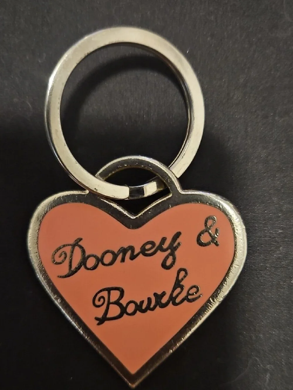 Dooney & Bourke Pink Heart Key Ring with Silver Trim